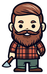 Axe-Wielding Lumberjack amidst the Tall Trees Vector