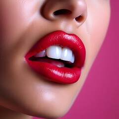Obraz premium close up portrait of woman with red lipstick