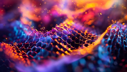 Wandcirkels plexiglas Paysage microscopique aux couleurs de l'arc-en-ciel, 8K © Adrien