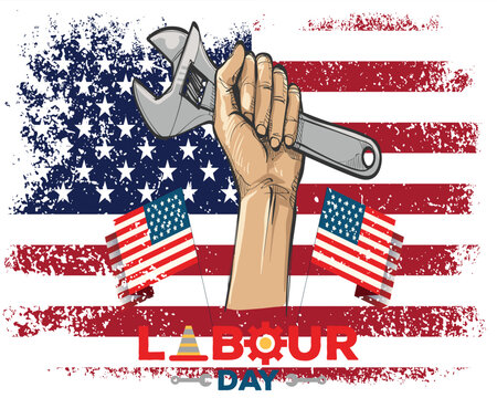 abor day 50% off Sale Poster for Retail,Shopping or Promotion with red ribbon and sales tag on black backgrounds For art template design, brochure style, banner, flyer, book, blank, card,