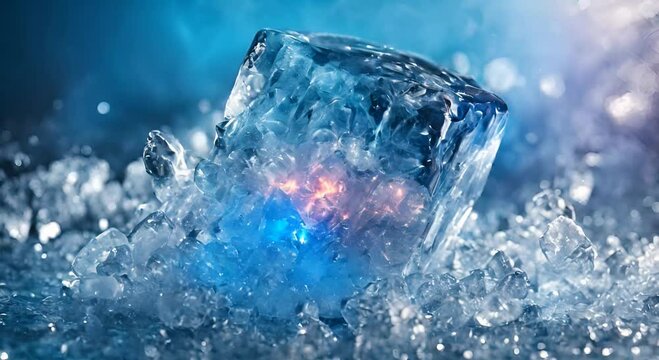 ice cube falling into water