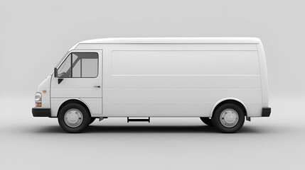 White Delivery Van on White with drop shadow. generative ai