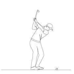 man playing golf, sketch on white background, vector