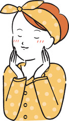 手書き風 上半身　喜ぶ女性 パジャマ