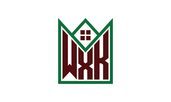 WXK initial letter real estate builders logo design vector. construction, housing, home marker, property, building, apartment, flat, compartment, business, corporate, house rent, rental, commercial