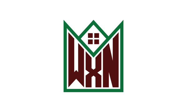 WXN initial letter real estate builders logo design vector. construction, housing, home marker, property, building, apartment, flat, compartment, business, corporate, house rent, rental, commercial