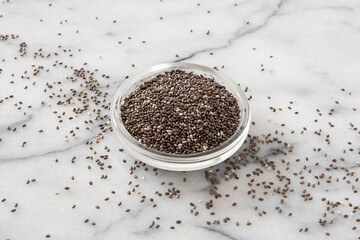 Close-up of grey chia seeds