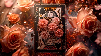 King playing card with rose flowers