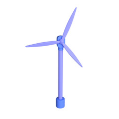 3d wind turbine, wind power plant with long blades. Wind renewable, green and alternative energy concept. Minimal cartoon style. 3d rendering