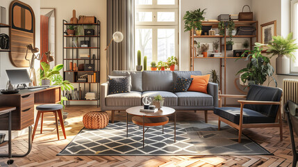 A relaxing living room with a bohemian vibe