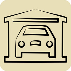 Icon Garage. related to Car ,Automotive symbol. hand drawn style. simple design editable. simple illustration