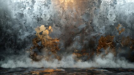 a painting of a fire hydrant in front of a window with steam coming out of the top of it.
