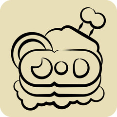 Icon Ham. related to Breakfast symbol. hand drawn style. simple design editable. simple illustration