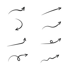 Set of hand drawn arrows. Vector illustration isolated on white background.