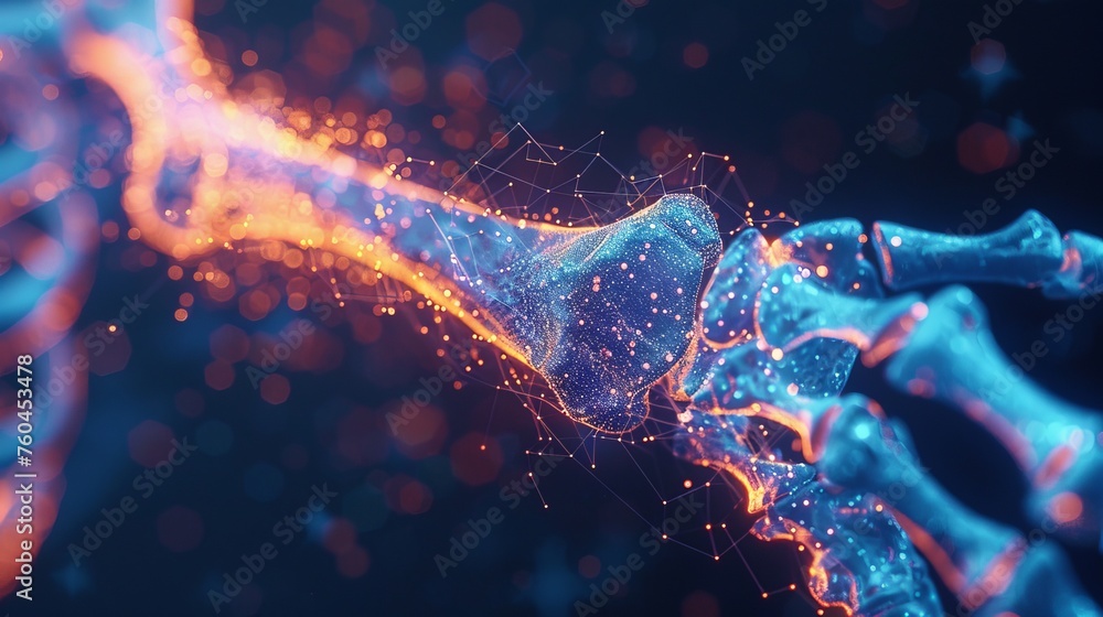 Aufkleber holographic 3d representation of a humerus bone structure against a dark background