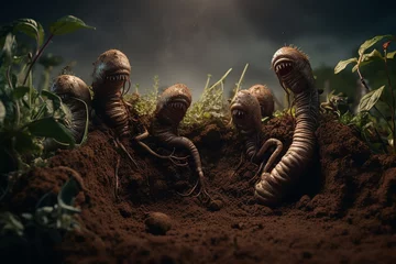 Fotobehang worms in the soil © Robby