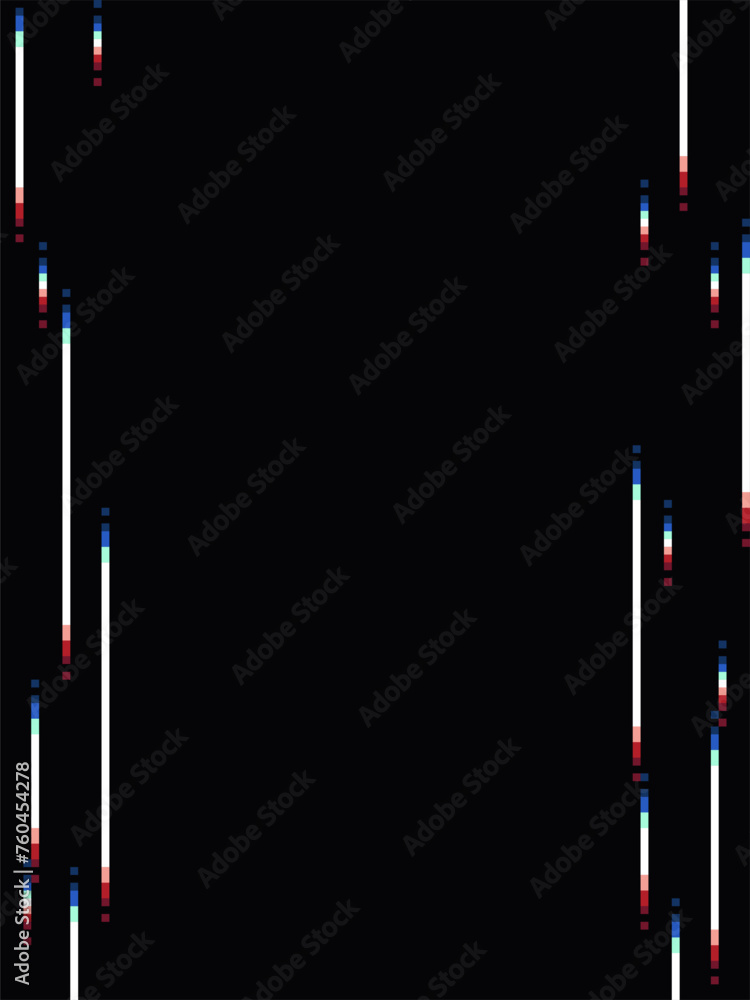 Poster black background with pixel art style speed lines with color leak