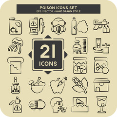 Icon Set Poison. related to Education symbol. hand drawn style. simple design editable. simple illustration