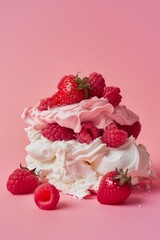 meringue pavlova whipped airy dessert with berry