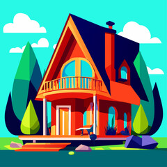 trend home cartoon simple Design illustration