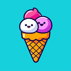 trend ice cream cute simple Design illustration