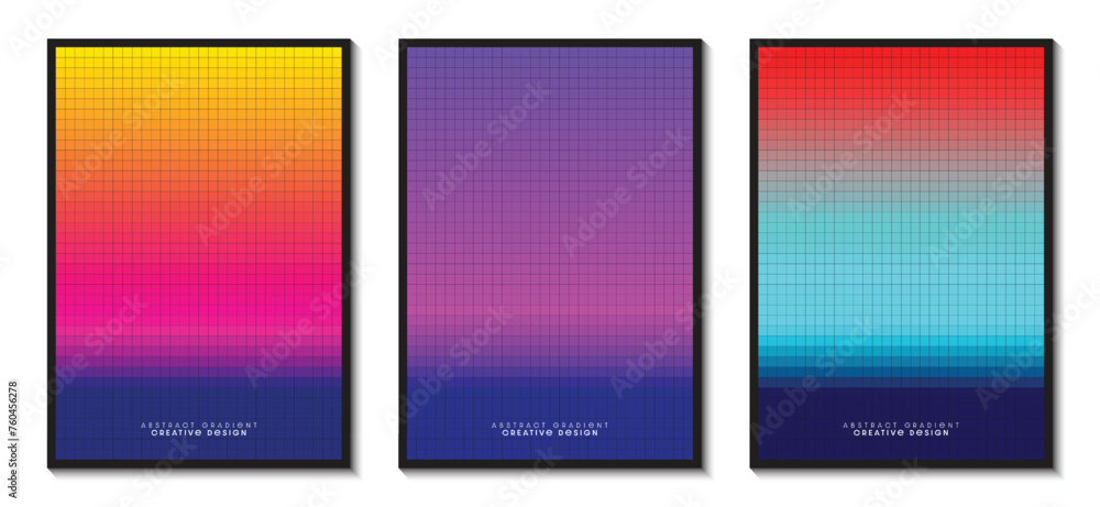 Poster pixels gradient colorful abstract mosaic pattern graphic background set. vector illustration for you