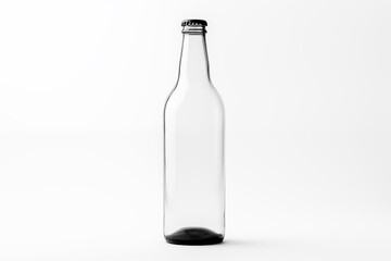 empty blank glass bottle mockup on a white background