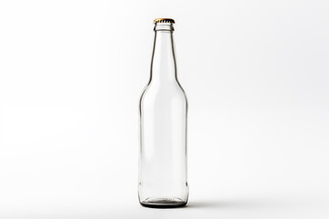 empty glass bottle mockup for drink on a white background