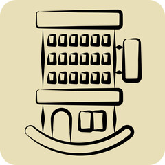 Icon Hotel. related to Icon Building symbol. hand drawn style. simple design editable. simple illustration