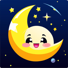 Naklejka premium trend moon cute simple Design illustration