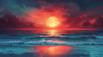 Farbenprächtiger Sonnenuntergang - obrazy, fototapety, plakaty