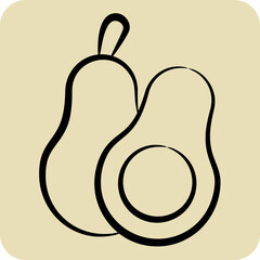 Icon Avocado. related to Fruit and Vegetable symbol. hand drawn style. simple design editable. simple illustration