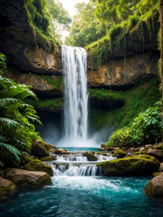 Hidden Gem: Cascading Waterfall in Lush Green Forest