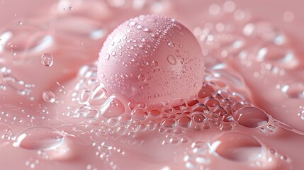Scenes of water drops, small balls and splashes of water. The simple tones of muted beige and rose add to the luxurious atmosphere. Draws attention to the elegance of the product.