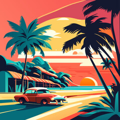 trend retro summer simple Design illustration