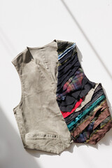 Textile vest . Slow fashion, recycling, upcycling. Zero waste. Designer clothing. Sustainable fashion.