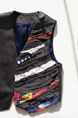 Textile vest . Slow fashion, recycling, upcycling. Zero waste. Designer clothing. Sustainable...