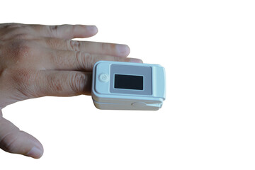 An oximeter is used to measure the pulse rate and oxygen level in the body through the finger.