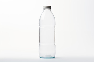 empty blank transparent plastic bottle mockup isolated on a white background
