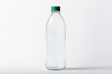 empty blank transparent plastic bottle mockup on a white background