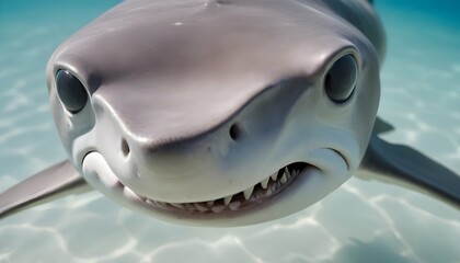 A Close Up Of A Hammerhead Sharks Unique Head Sha Upscaled 3 - obrazy, fototapety, plakaty