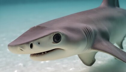 A Close Up Of A Hammerhead Sharks Unique Head Sha - obrazy, fototapety, plakaty