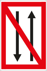 Panneau code de la navigation en eaux intérieures: Croisement et dépassement interdit	