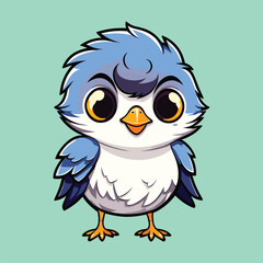 cute blue bird vector cartoon illustration