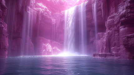 ピンク色の滝