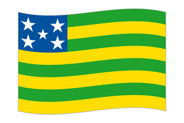 Waving flag of Goias. Vector illustration.