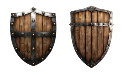 wooden security shield isolated png on transparent background