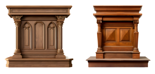 Wooden podium tribune isolated png on transparent background