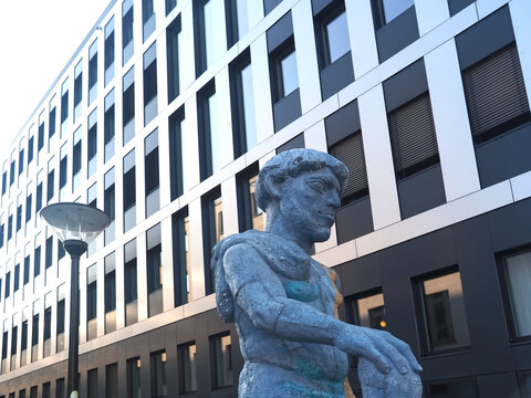 Pigman sculpture in Halle named Hallescher Schweinehirt by Carsten Theumer in Germany
