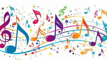 A set of clipart musical notes dancing across a staff, representing a lively melody.